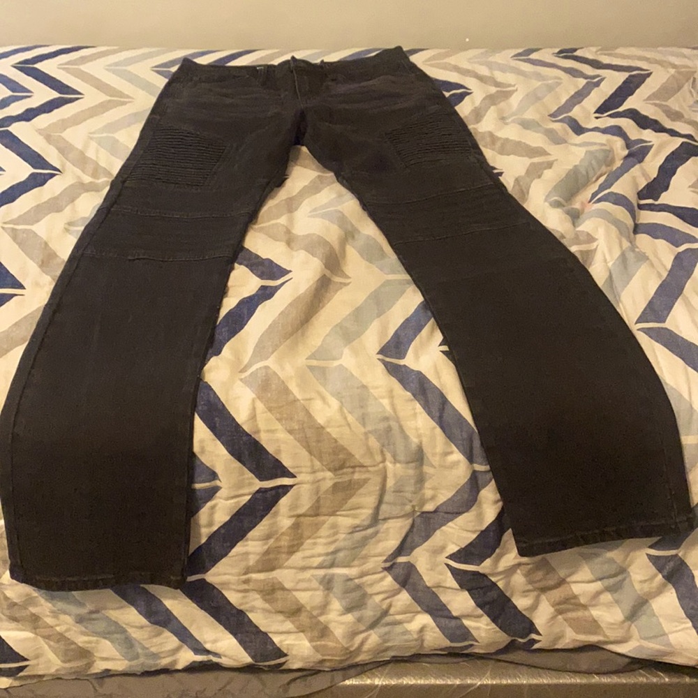 Black denim distressed